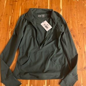 Zyia Green pocket 1/2 zip pullover (M)